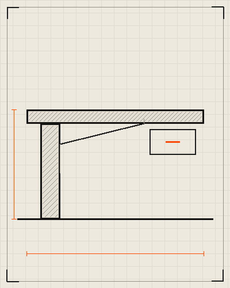 Cantilever oak desk elevation